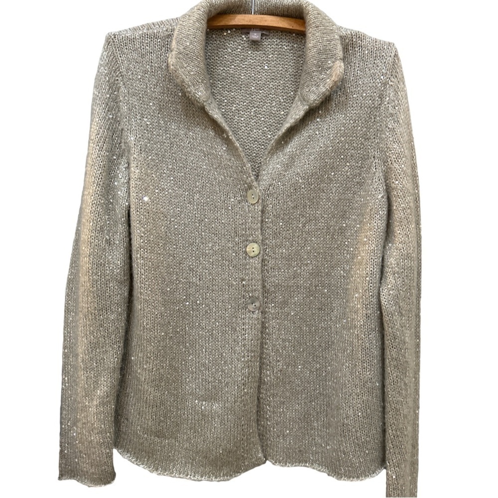 J. JILL Metallic Knit Mohair Blend Lightweight Cardigan Size Medium